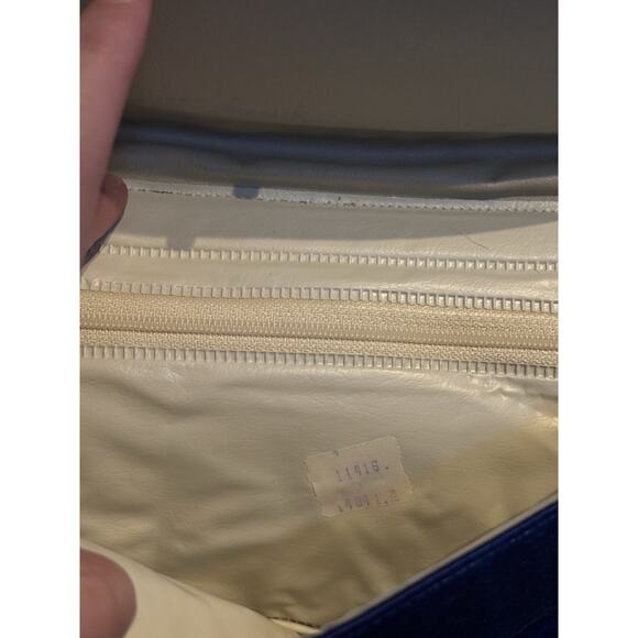 VTG Blue Satin‎ Clutch Shoulder Purse With Gold Colored Strap Night Out Retro - Picture 8 of 8